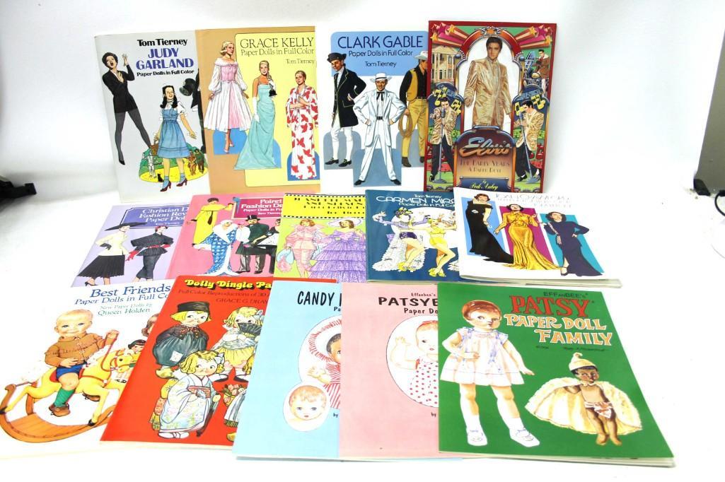 14 New Tom Tierney Paper Dolls Books incl Elvis , Judy: 14 Brand New Tom Tierney Paper Dolls Books incl Elvis Presley , Judy Garland , Grace Kelly , Clark Gable , Patsy , etc. New, unpunched, uncut
