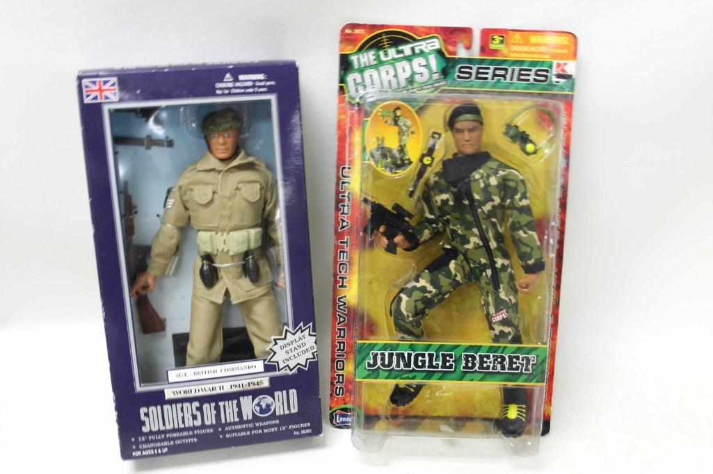 2 Soldier Action Figures incl Soldiers of the World and: 2 Soldier Action Figures incl Soldiers of the World and Jungle Beret Condition: These are new in package, but packages show some wear