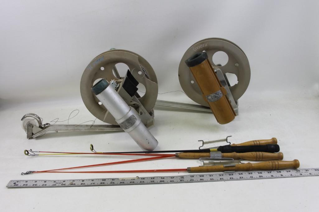 Set of 2 Riviera Deep Trollers Rod Holders and Some: Set of 2 Riviera Deep Trollers Rod Holders and Some Fishing Pole Rods