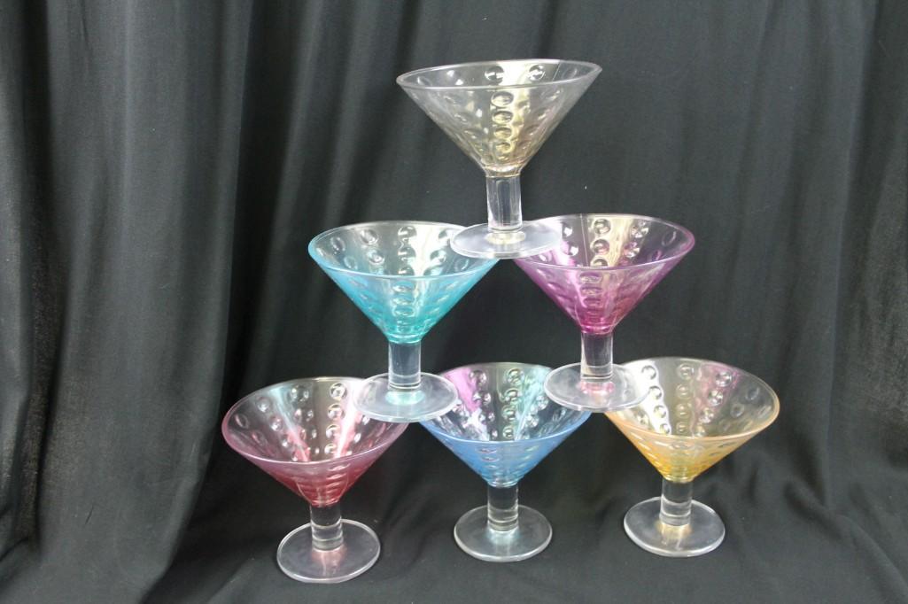 Set of 6 Colored Martini Glasses: Set of 6 Colored Martini Glasses