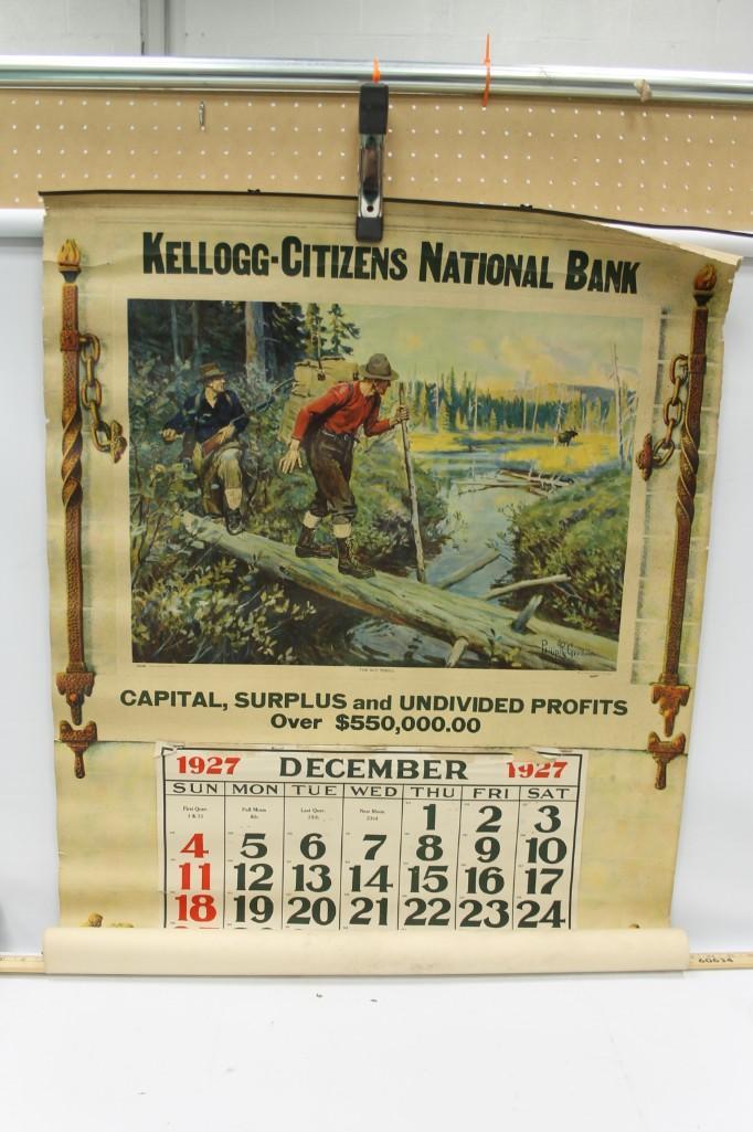 1920's Bank Advertisement Calendar Kellogg-Citizens: 1920's Bank Advertisement Calendar Kellogg-Citizens National Bank
