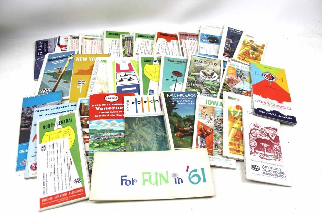 Lot of Vintage Ephemera Mostly 1950s and 1960s Road: Lot of Vintage Ephemera Mostly 1950s and 1960s Road Maps