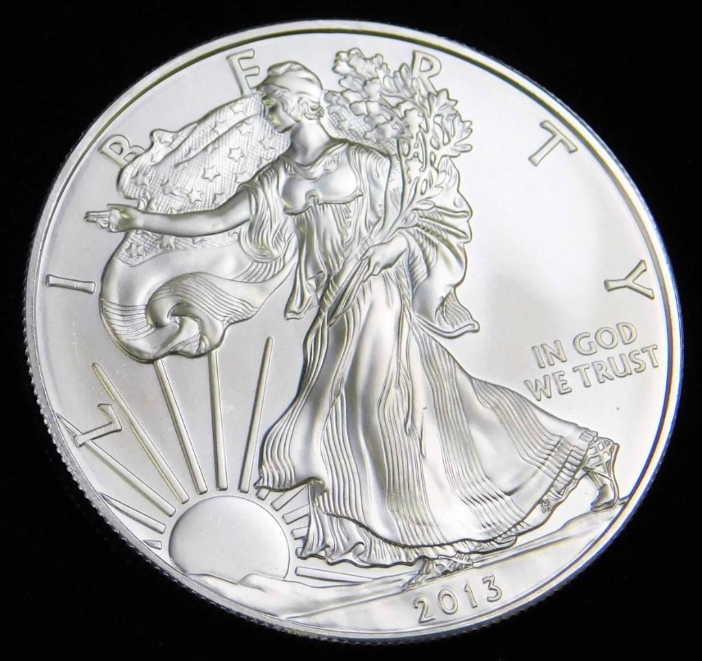 2013 BU American Silver Eagle 1 oz Silver Round (1 of 2)
