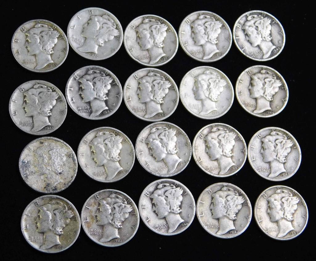 20 Mercury Dimes 90% Silver (1 of 2)