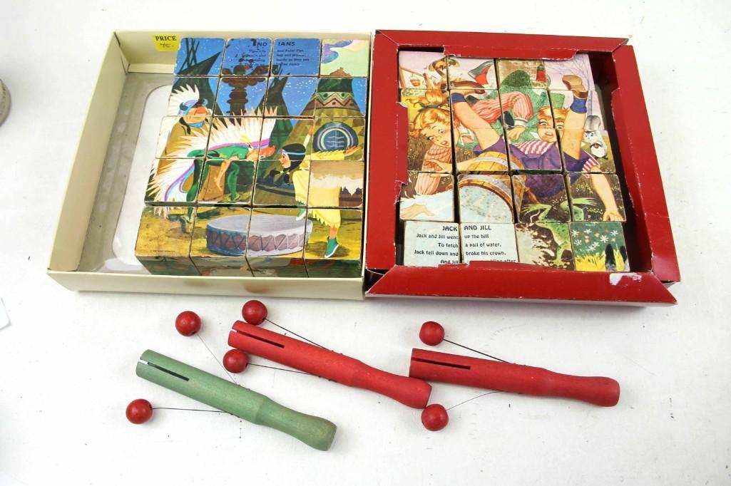 Lot of Vintage Toys incl 2 Cube Puzzles and Kids (1 of 7)