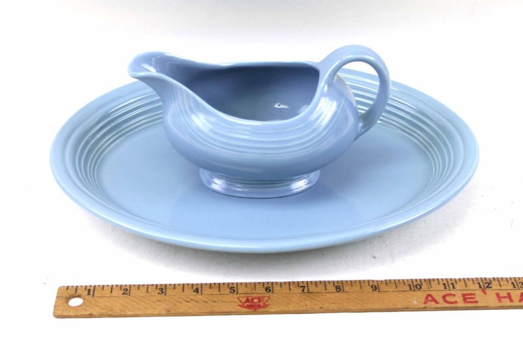 Fiesta Ware Periwinkle Blue Gravy Boat and Platter (1 of 6)