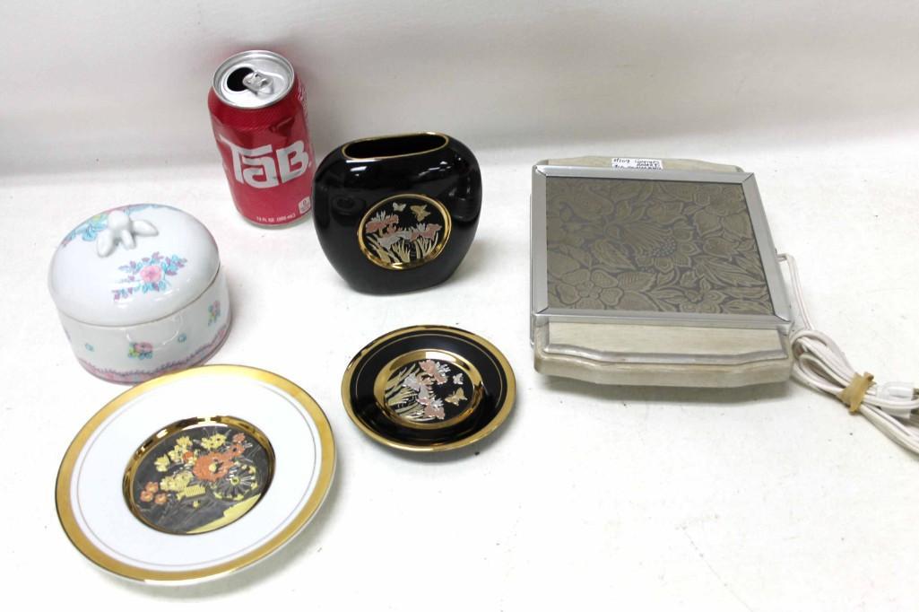 Vintage Lot incl Georges Briard Warming Tray , Vase , (1 of 3)