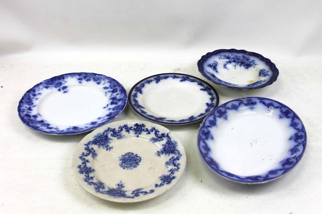 Antique Flow Blue Dishes , All Have Damage (1 of 11)