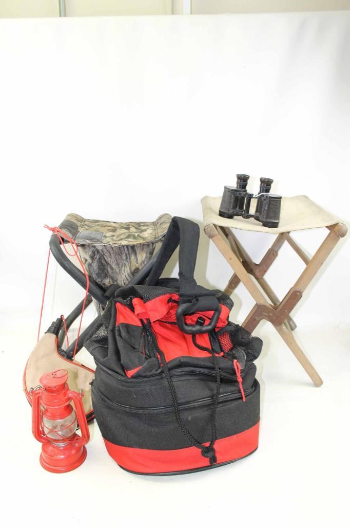 Camping Lot incl Stools, Binoculars , Lantern , Suede (1 of 12)