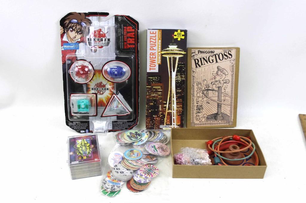Collectible Toy Lot incl Pinocchio Ring Toss , Pogs , (1 of 8)