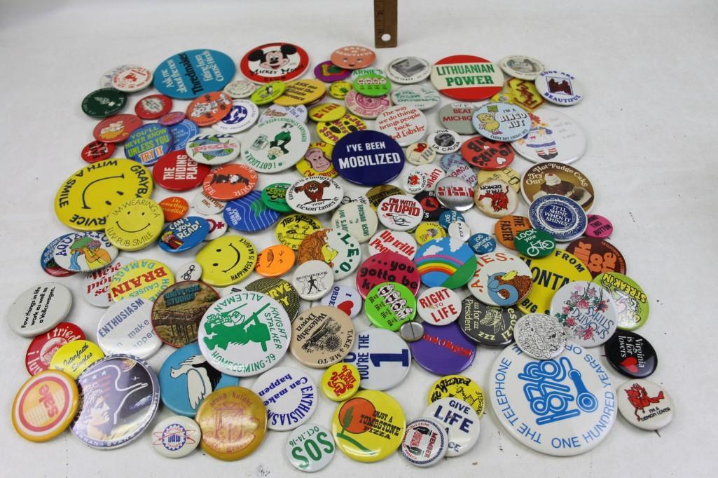 Large Lot of Assorted Pin on Buttons (1 of 5)