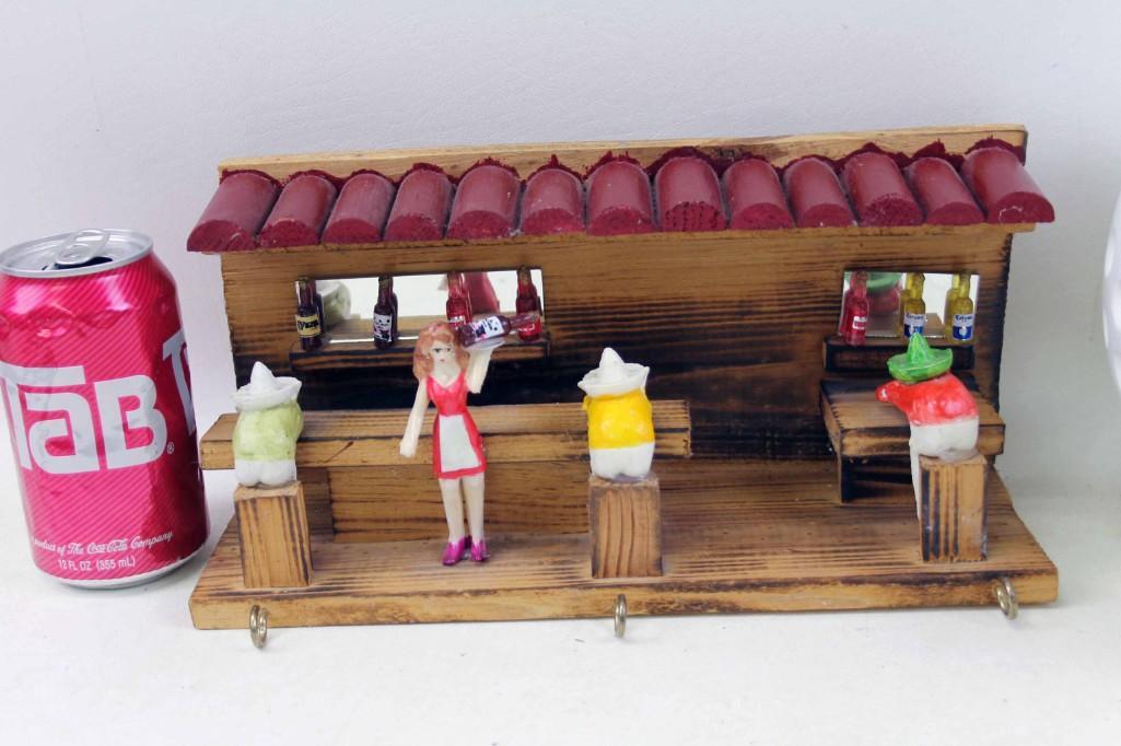 Bar Scene Shadowbox Key Holder Wall Hanging (1 of 4)