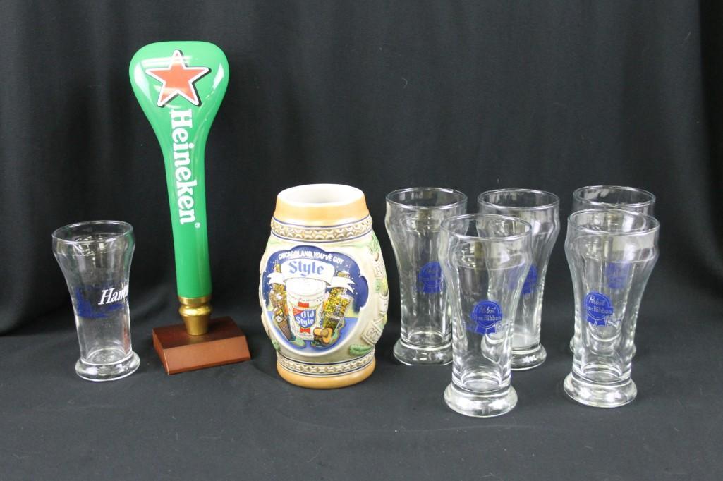 Bar Lot incl Hamms Beer Glass , Old Style Stein , (1 of 7)
