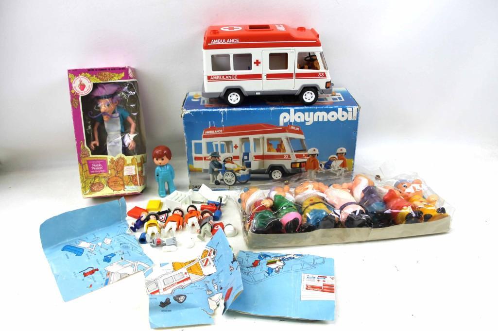 Collectible Toy Lot incl Strawberry Shortcake Purple: Collectible Toy Lot incl Strawberry Shortcake Purple Pieman , Playmobil Ambulance , 7 Dwarfs