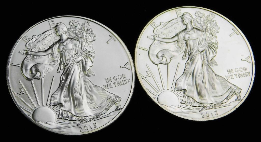 2 BU 2015 American Silver Eagle 1 Oz Silver Rounds 2 (1 of 2)