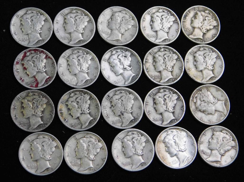 20 Mercury Dimes 90% Silver (1 of 2)