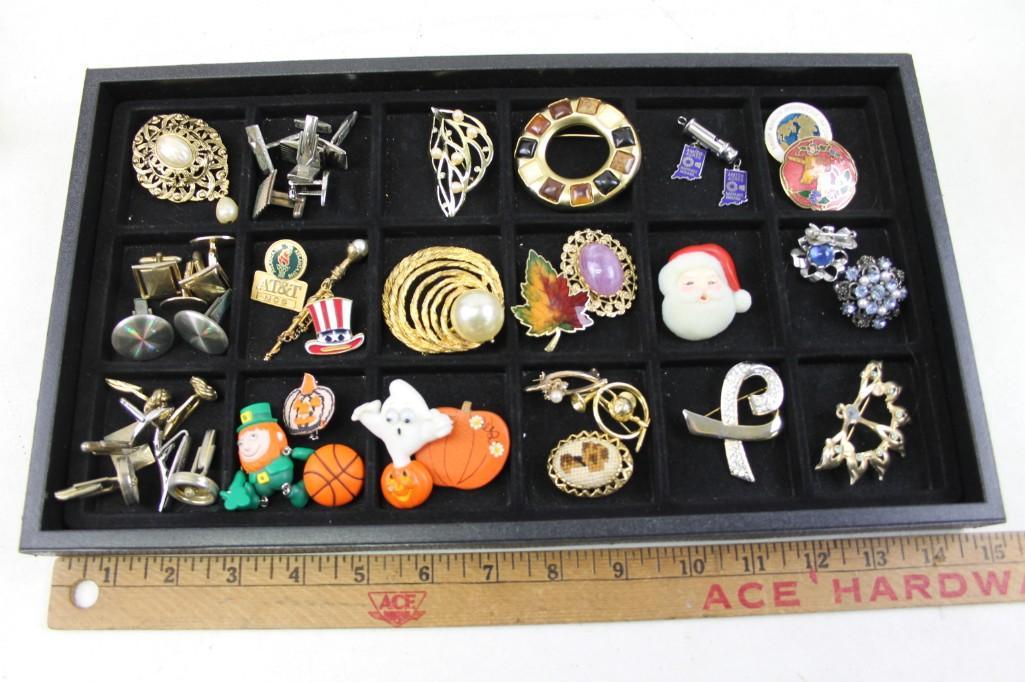 Lot of Costume Jewelry incl Pins , Brooches , Cufflinks (1 of 3)
