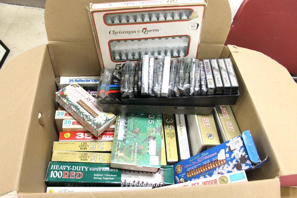 Large Lot of Christmas Lights and Cassette Tapes (1 of 2)