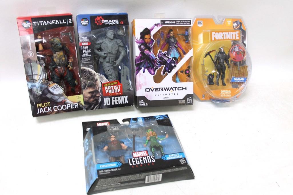 Lot of Action Figures incl Gears of War 4 JD Fenix: Lot of Action Figures incl Gears of War 4 JD Fenix Limited Edition Artist Proof , Titanfall 2 Jack Cooper , Overwatch Ultimated , Fortnite , Marvel Legends New in Package