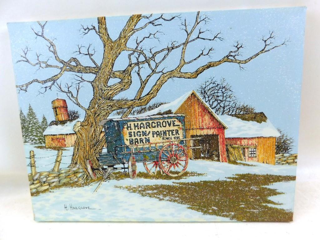H Hargrove Print on Canvas 12" x 16" Winter Scene (1 of 5)