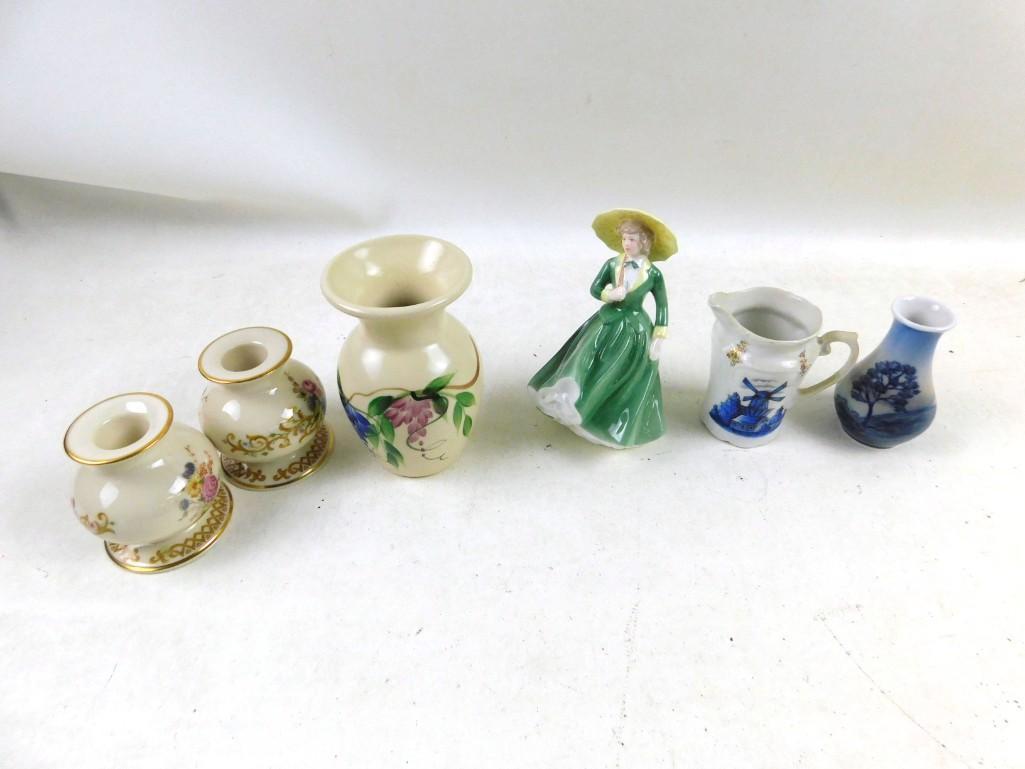 Porcelain and Ceramic Lot incl Figurine , Candlesticks (1 of 5)