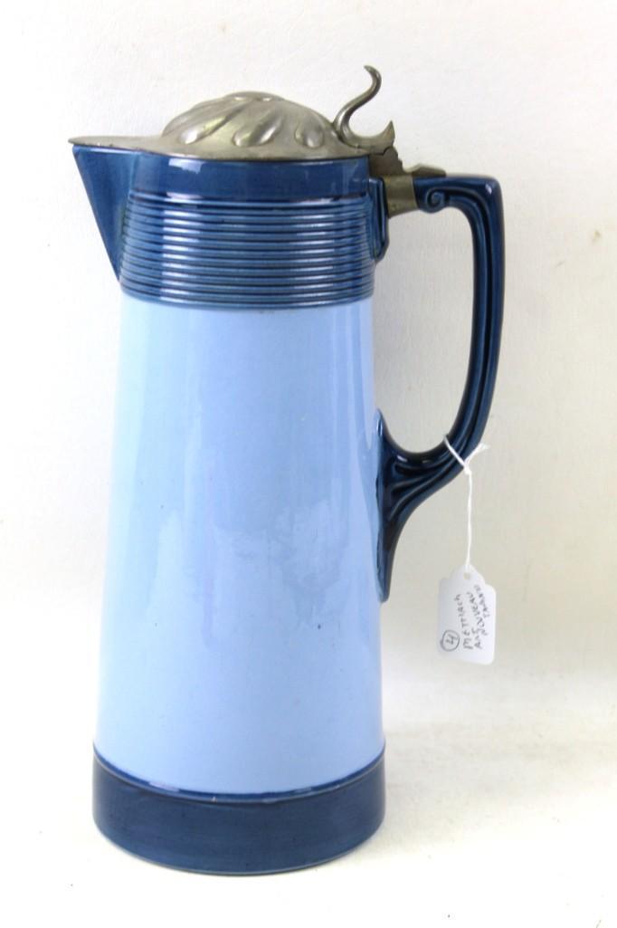 Antique Mettlach #2893 Pouring Stein 3 Liter Blue Art (1 of 8)