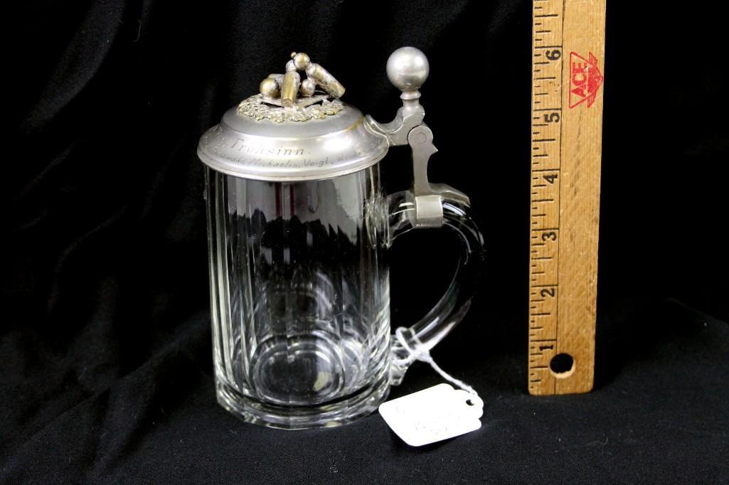 Antique Glass Bowling Beer Stein (1 of 10)