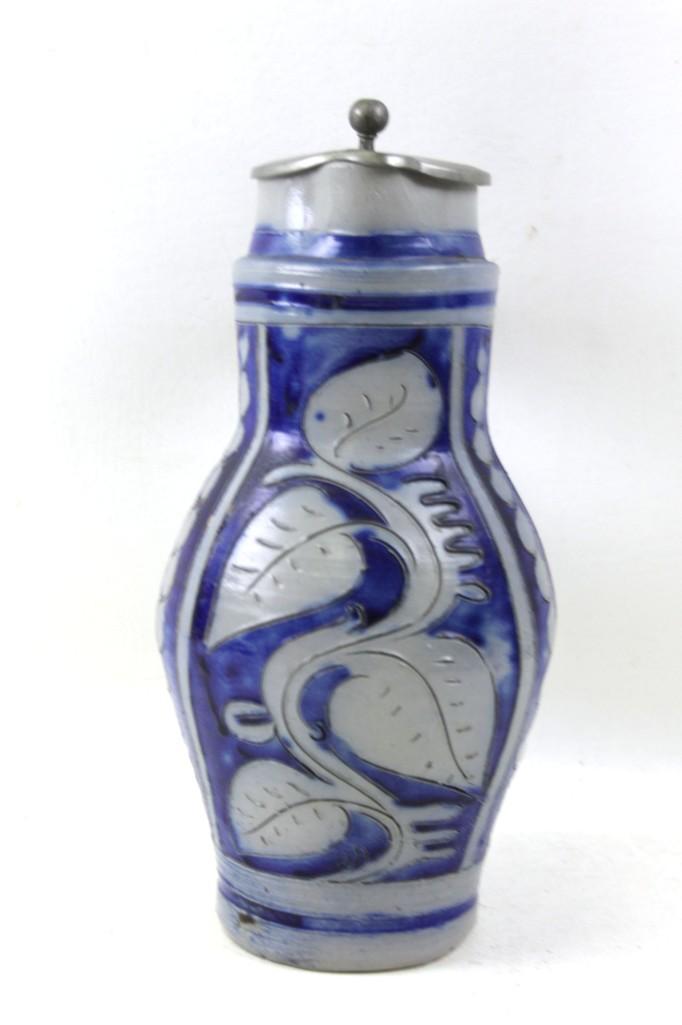 Antique Westerwald Beer Stein Blue Salt Glaze Stoneware (1 of 8)