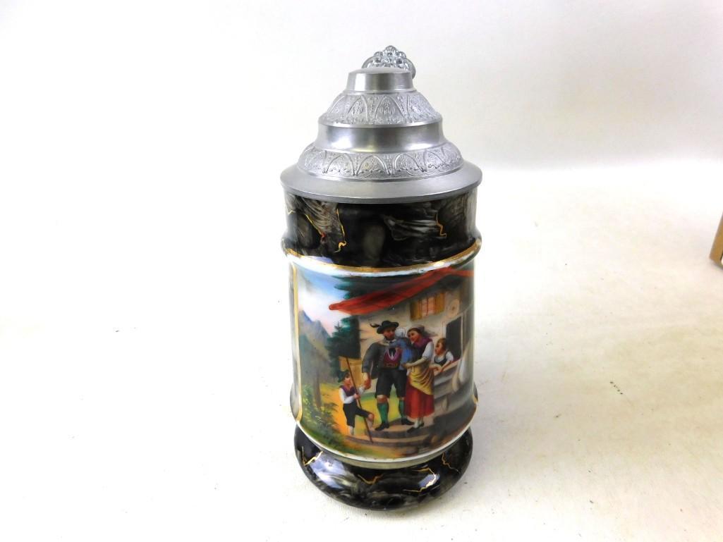 Antique Porcelain Beer Stein with Lithophane Bottom (1 of 8)