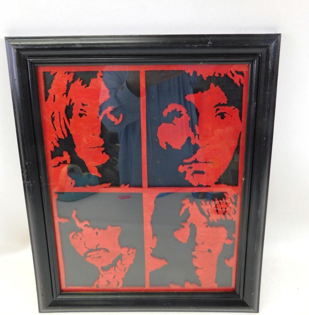 The Beatles Wood Cut Out Art Signed: The Beatles Wood Cut Out Original Art Signed by the Artist . Measures about 16.5" x 13.5"