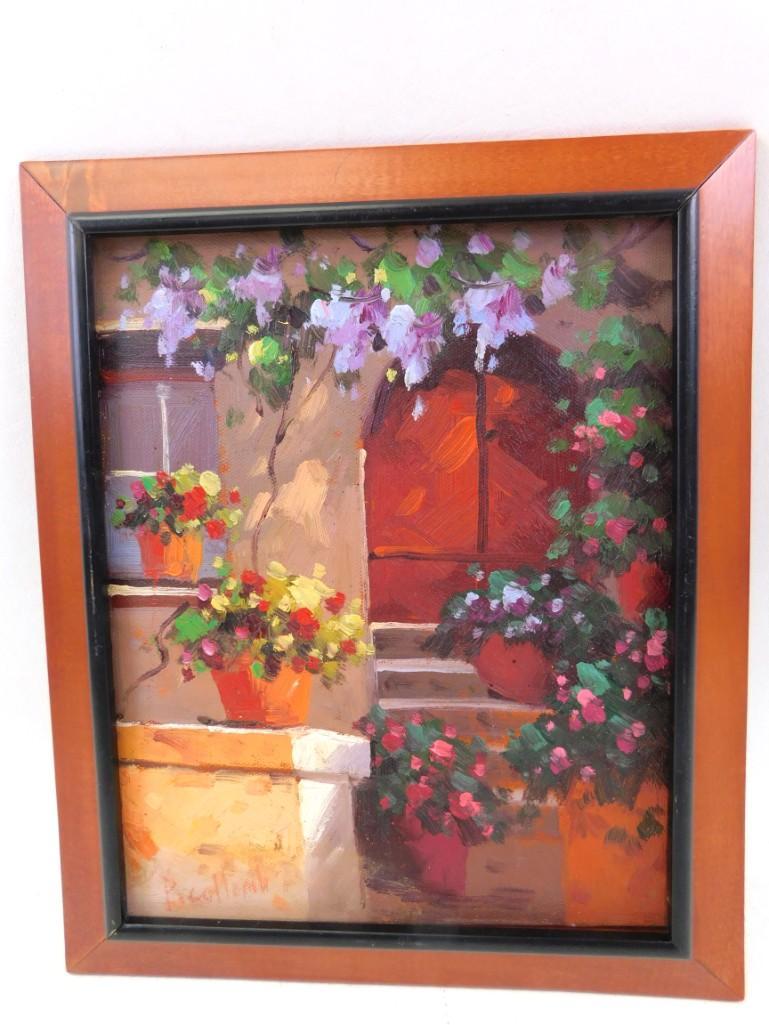 Paul Collomb Original Oil on Canvas " Flowered Entryway (1 of 5)