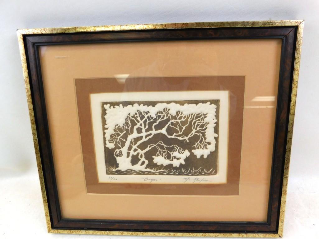 Framed Print " Bayou " Pencil Signed and Numbered: Framed Print " Bayou " Pencil Signed and Numbered 99/100 . Measures about 11" x 13"