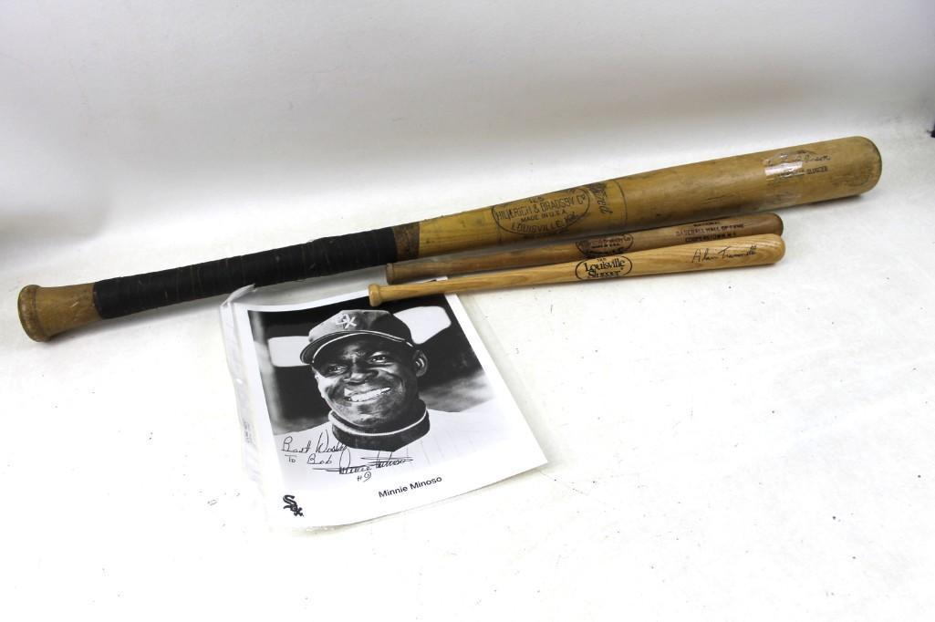 3 Old Baseball Bats and a Sox Photo Signed Minnie (1 of 12)