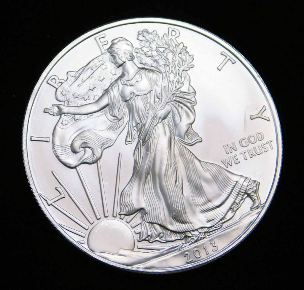 2013 BU American Silver Eagle 1 oz Silver Round (1 of 2)