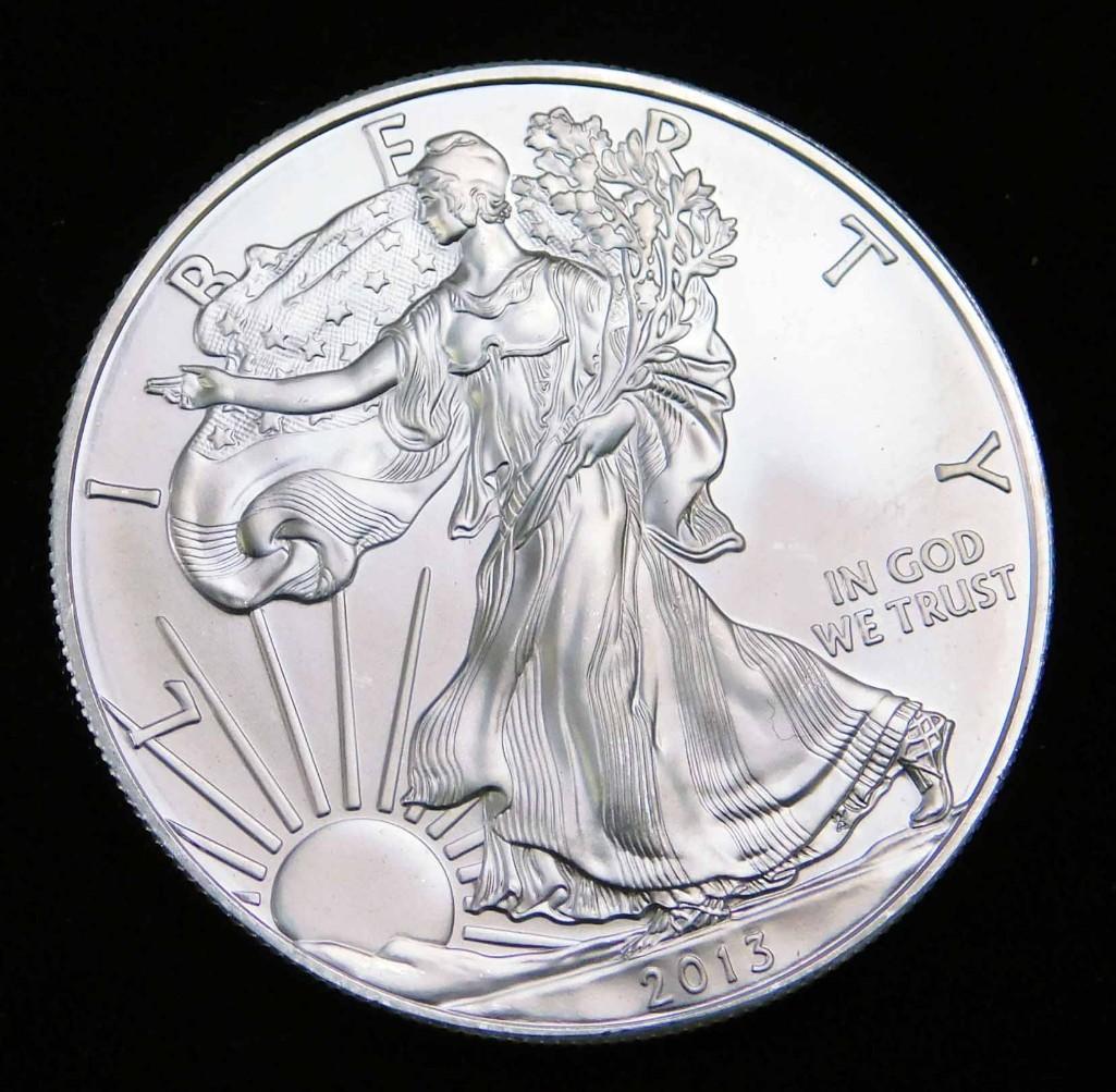 2013 BU American Silver Eagle 1 oz Silver Round (1 of 2)