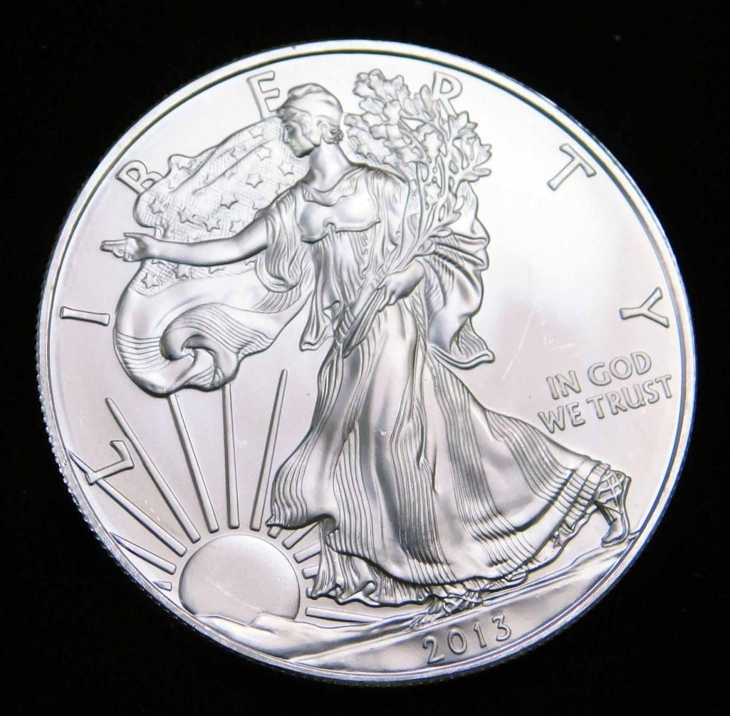 2013 BU American Silver Eagle 1 oz Silver Round (1 of 2)