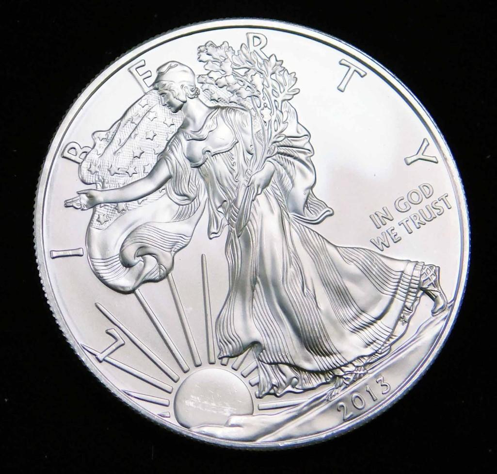 2013 BU American Silver Eagle 1 oz Silver Round (1 of 2)