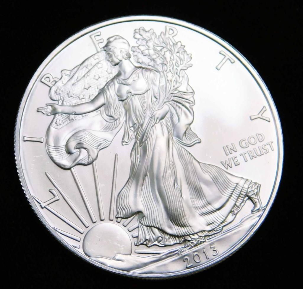 2013 BU American Silver Eagle 1 oz Silver Round (1 of 2)