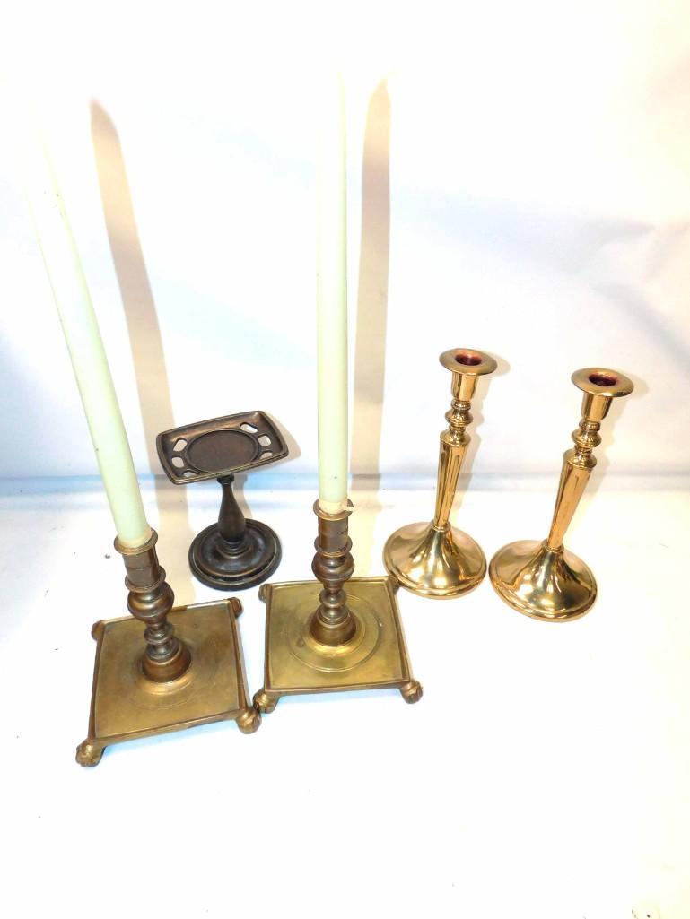 Lot of Brass Candlestick Holders , etc (1 of 6)