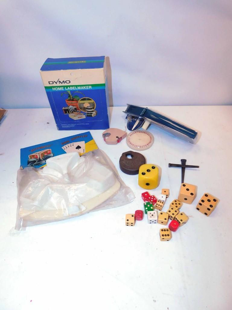 Misc Lot incl Vintage Lock , Vintage Dice , Dymo Home: Misc Lot incl Vintage Lock , Vintage Dice , Dymo Home Label Maker , etc