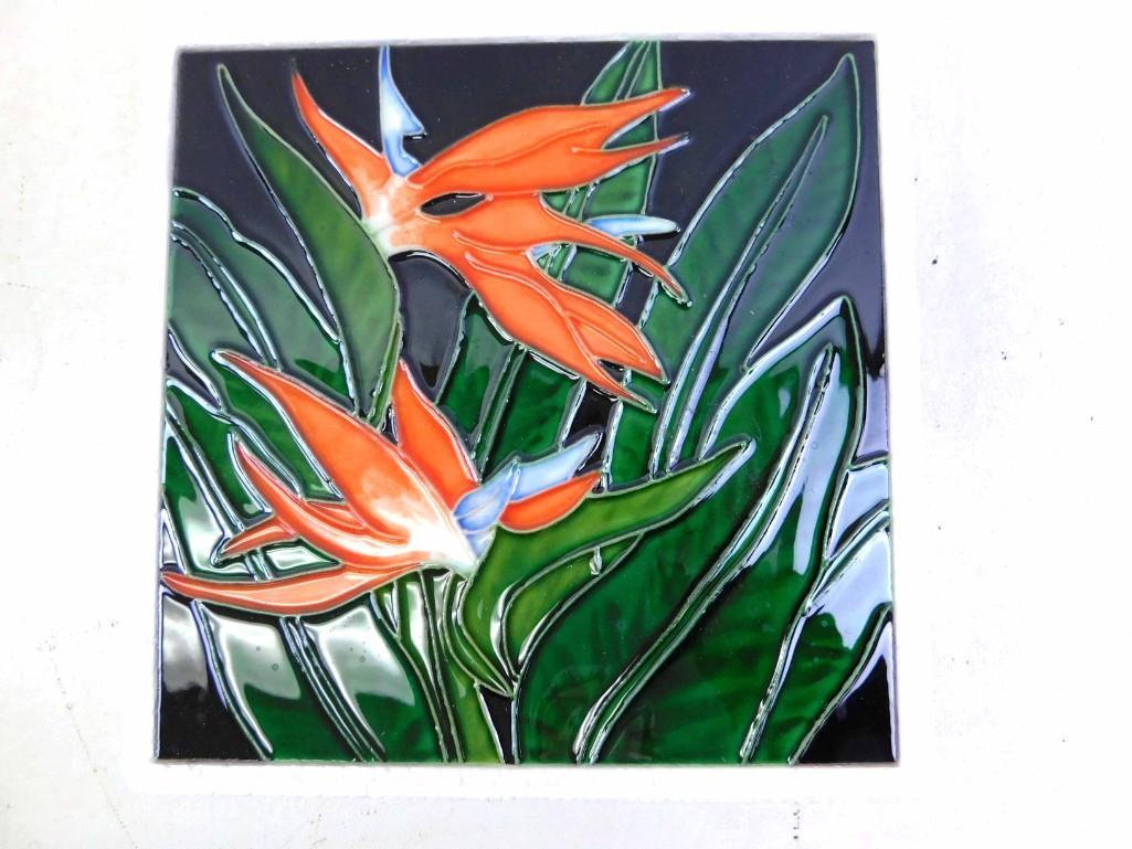 Hand Crafted Ceramic Tile Art - Birds of Paradise (1 of 3)