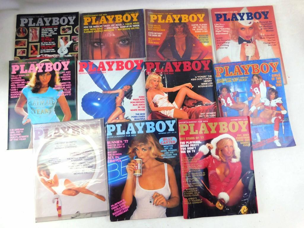 Lot of 11 Playboy Magazines from 1977 (1 of 4)