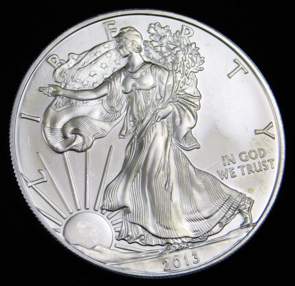 2013 BU American Silver Eagle 1 oz Silver Round (1 of 2)