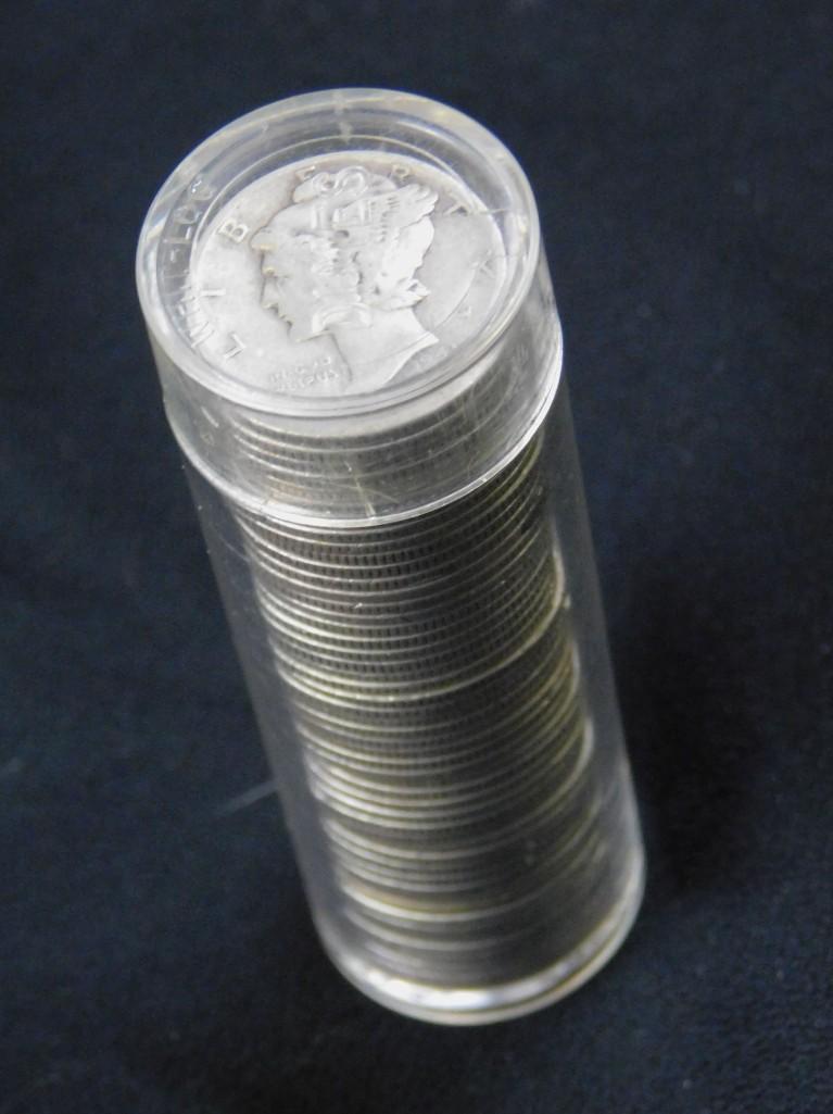 Roll of 50 Mercury Dimes 90% Silver (1 of 2)