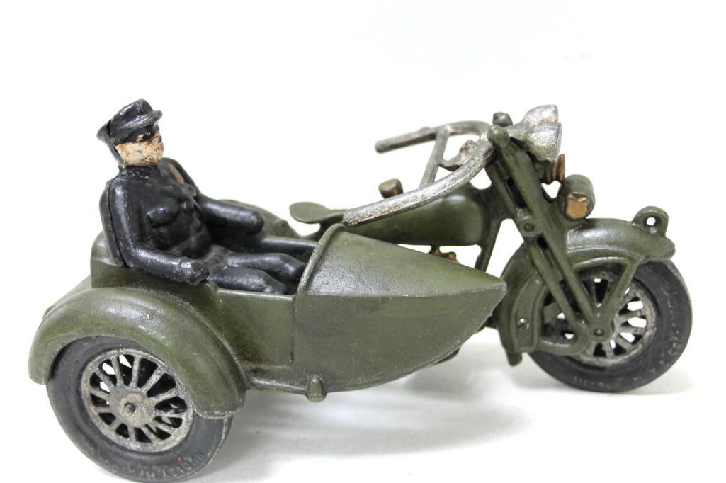 Cast Iron Toy Motorcycle with Sidecar (1 of 6)