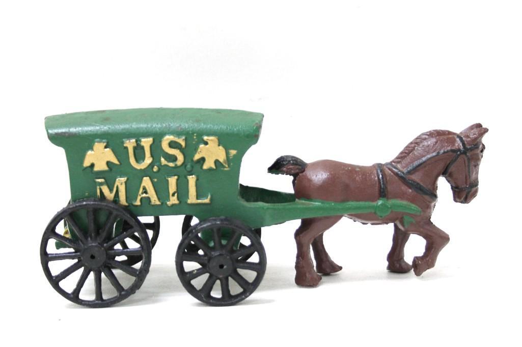 US Mail Cast Iron Toy Horse and Cart: US Mail Cast Iron Toy Horse and Cart