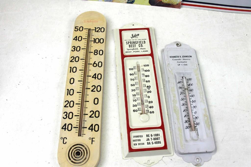 2 Vintage Advertising Thermometers Plus 1 More (1 of 5)