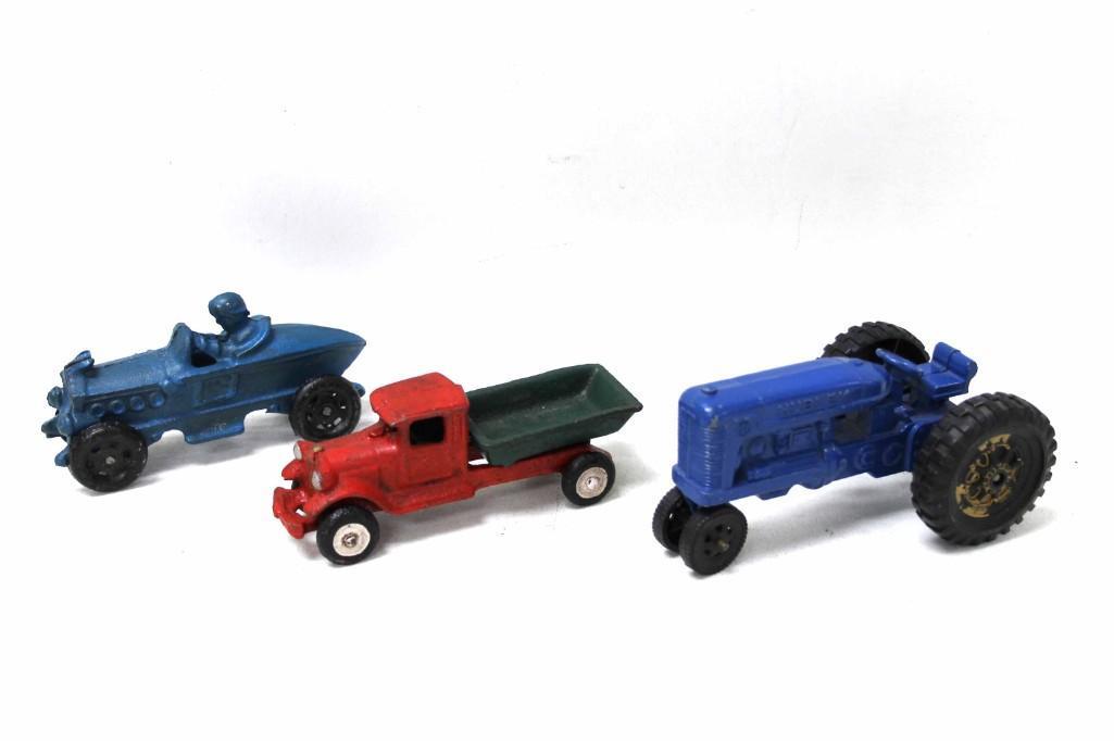 3 Cast Metal Vehicles incl a Hubley Tractor (1 of 6)