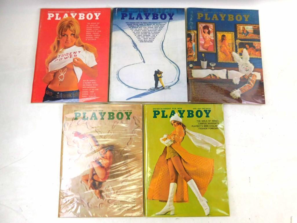 Lot of 5 Playboy Magazines from 1969 and 1970 (1 of 4)