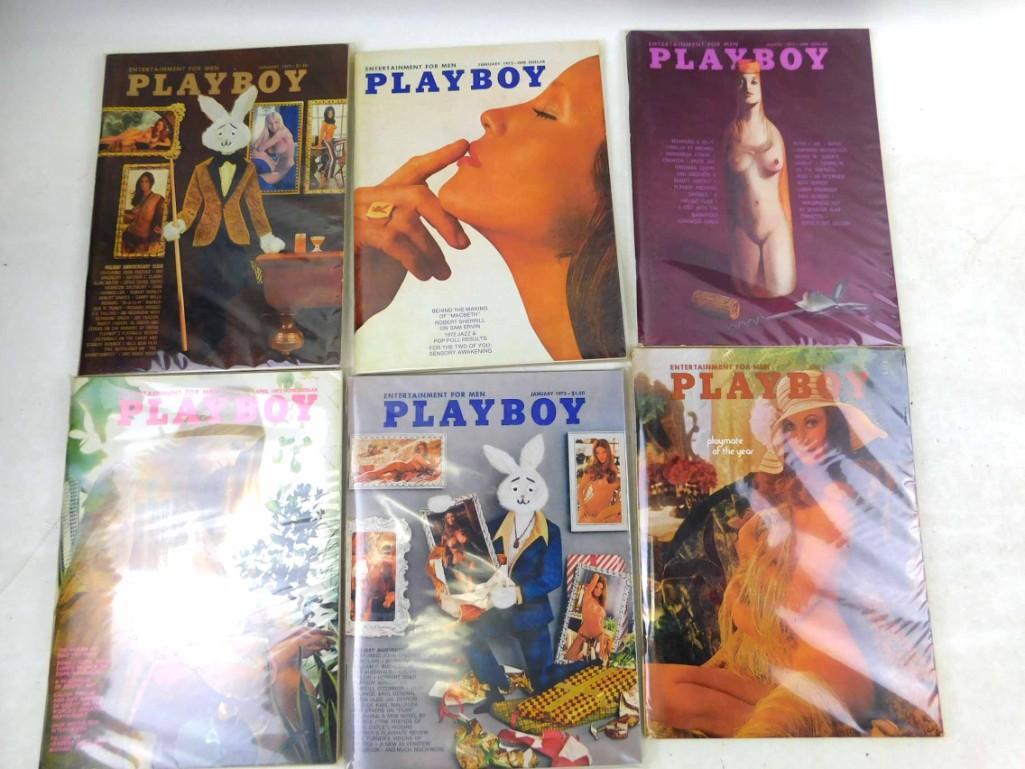 Lot of 6 Playboy Magazines from 1972 and 1973 (1 of 4)